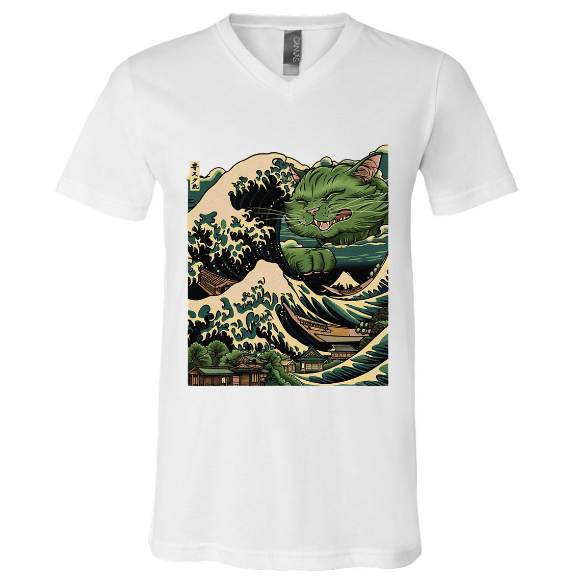 Vintage Catzilla Cat Terror Reigns V-Neck T-Shirt
