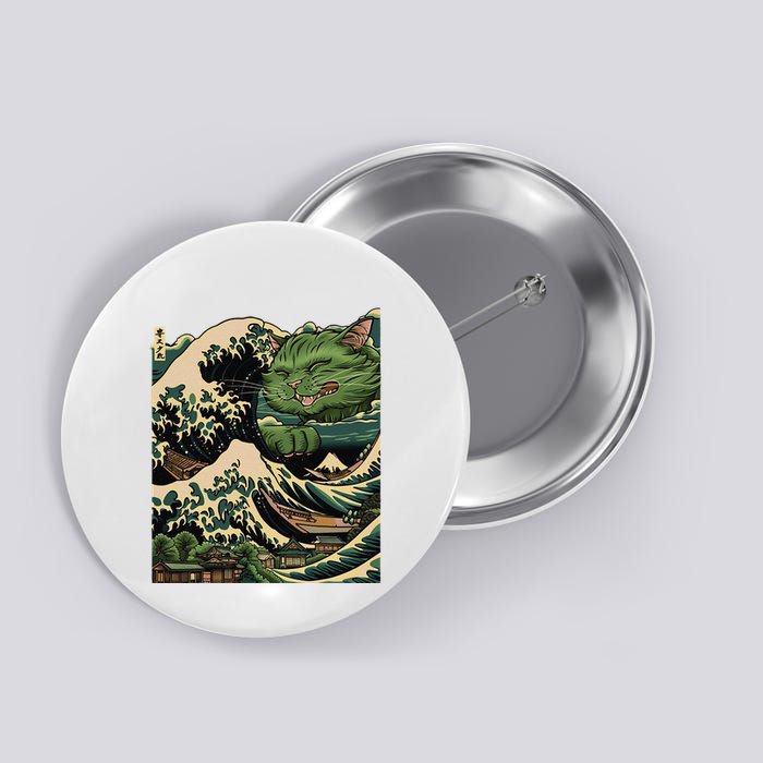Vintage Catzilla Cat Terror Reigns Button