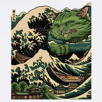 Vintage Catzilla Cat Terror Reigns Button