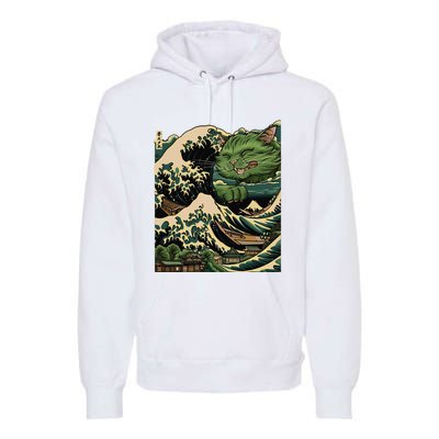 Vintage Catzilla Cat Terror Reigns Premium Hoodie