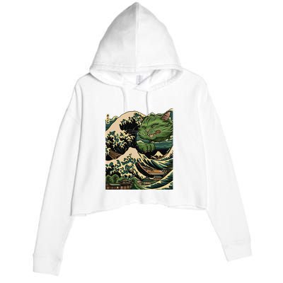 Vintage Catzilla Cat Terror Reigns Crop Fleece Hoodie