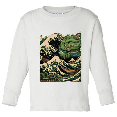 Vintage Catzilla Cat Terror Reigns Toddler Long Sleeve Shirt