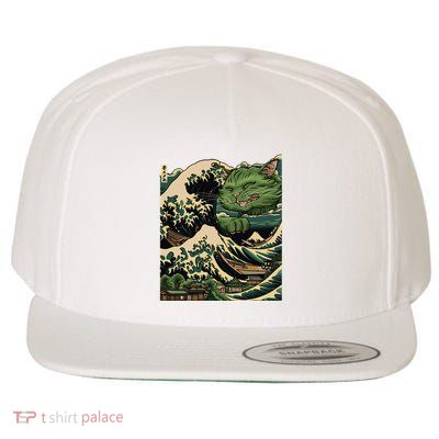 Vintage Catzilla Cat Terror Reigns Wool Snapback Cap