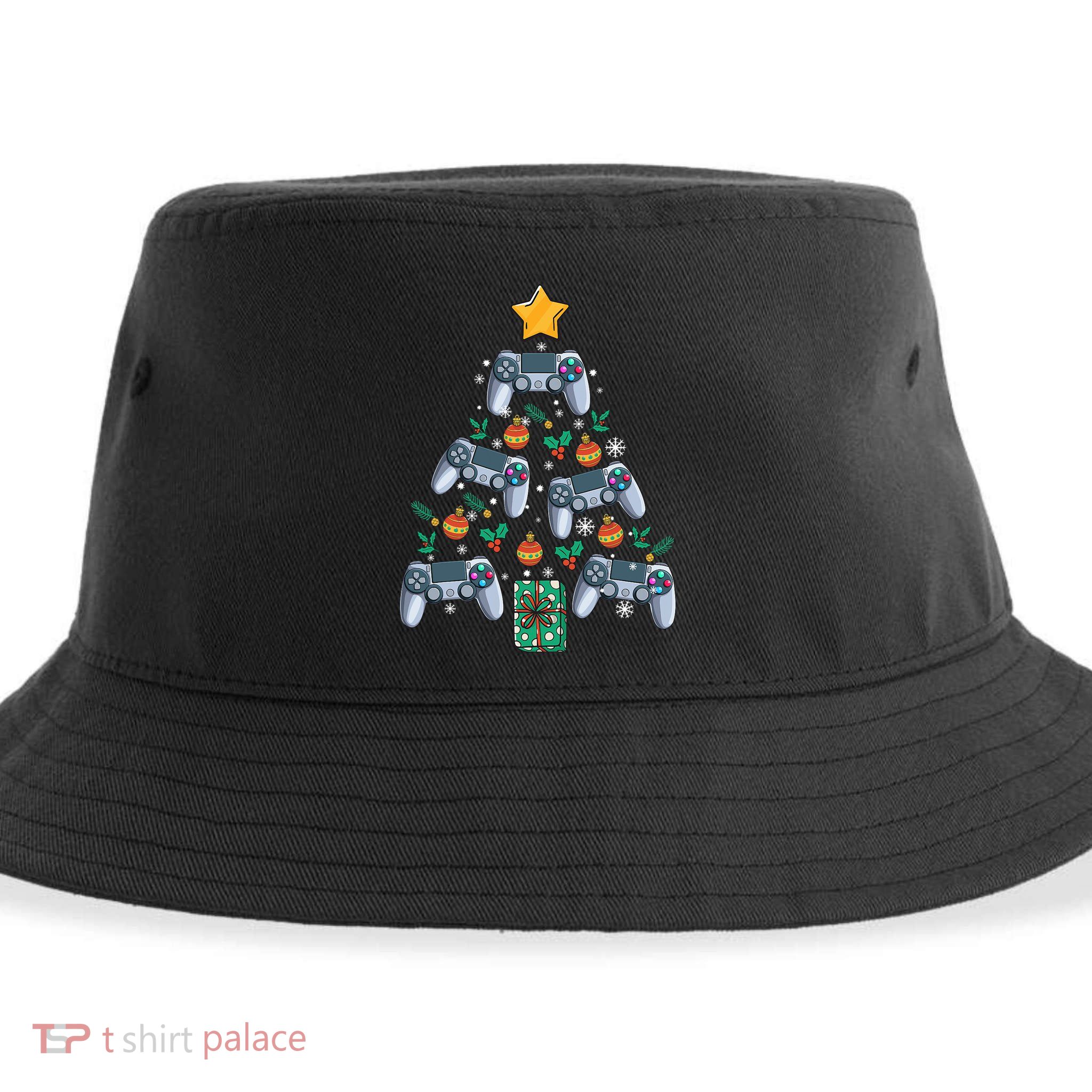 Video Controller Christmas Tree Funny Video Gamer Xmas Gift Sustainable Bucket Hat