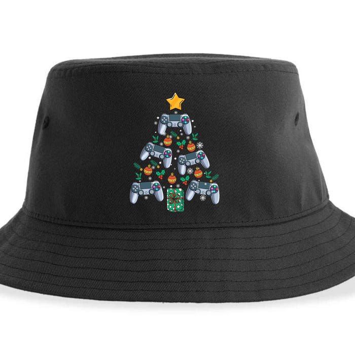 Video Controller Christmas Tree Funny Video Gamer Xmas Gift Sustainable Bucket Hat