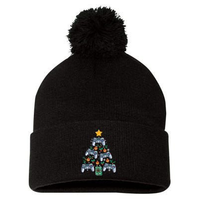 Video Controller Christmas Tree Funny Video Gamer Xmas Gift Pom Pom 12in Knit Beanie