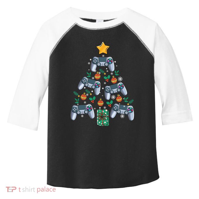 Video Controller Christmas Tree Funny Video Gamer Xmas Gift Toddler Fine Jersey T-Shirt