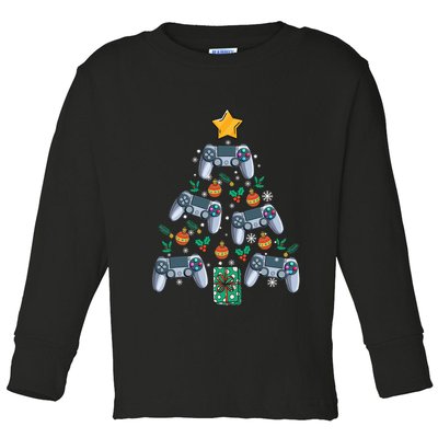 Video Controller Christmas Tree Funny Video Gamer Xmas Gift Toddler Long Sleeve Shirt