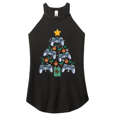 Video Controller Christmas Tree Funny Video Gamer Xmas Gift Women's Perfect Tri Rocker Tank