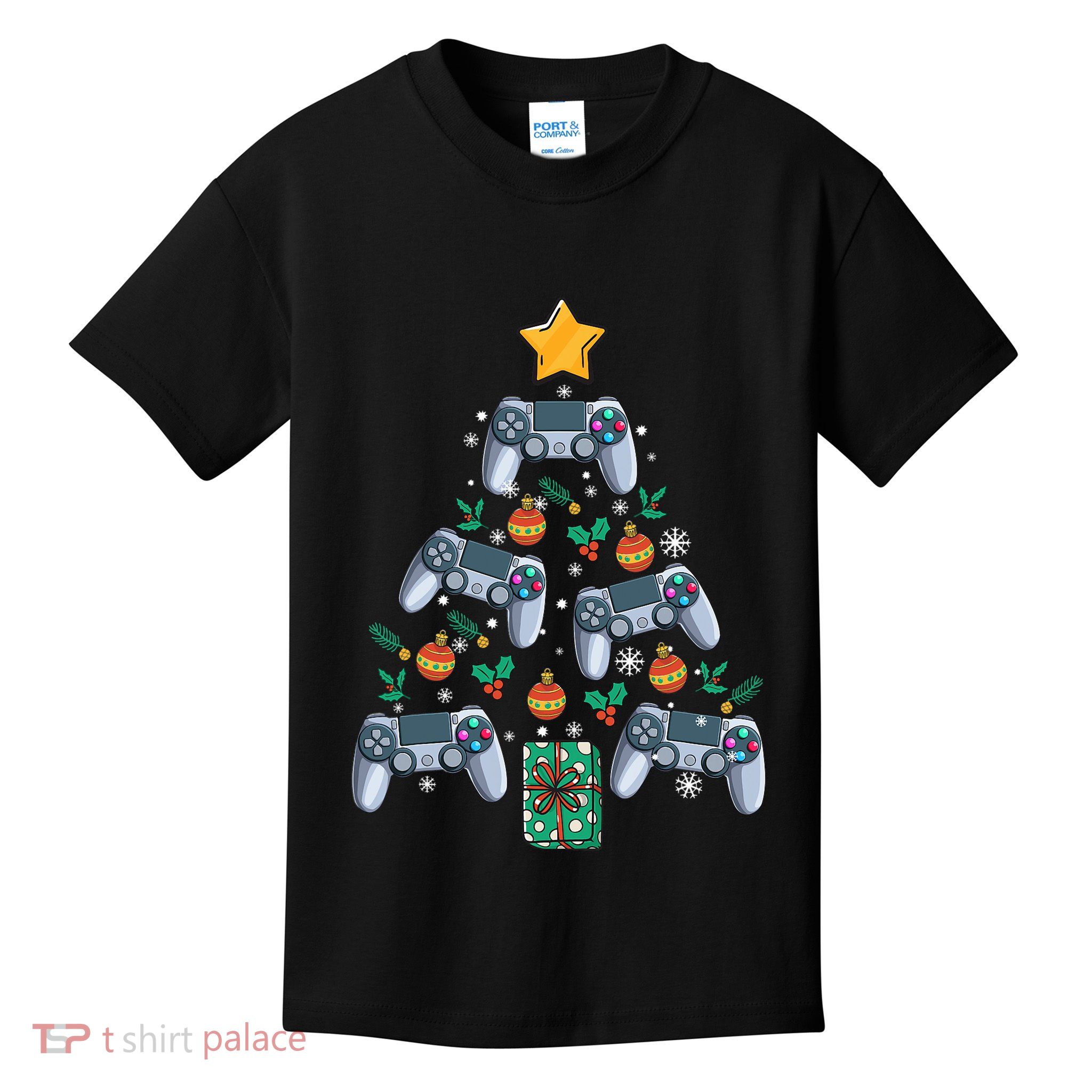 Video Controller Christmas Tree Funny Video Gamer Xmas Gift Kids T-Shirt