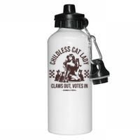 Vintage Childless Cat Lady Claws Out Votes In Harris 2024 Aluminum Water Bottle