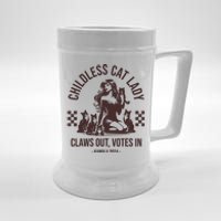 Vintage Childless Cat Lady Claws Out Votes In Harris 2024 Beer Stein