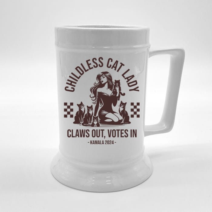 Vintage Childless Cat Lady Claws Out Votes In Harris 2024 Beer Stein