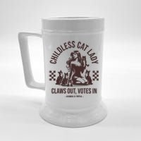 Vintage Childless Cat Lady Claws Out Votes In Harris 2024 Beer Stein