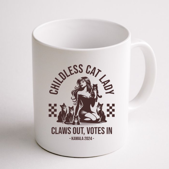 Vintage Childless Cat Lady Claws Out Votes In Harris 2024 Coffee Mug