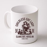 Vintage Childless Cat Lady Claws Out Votes In Harris 2024 Coffee Mug