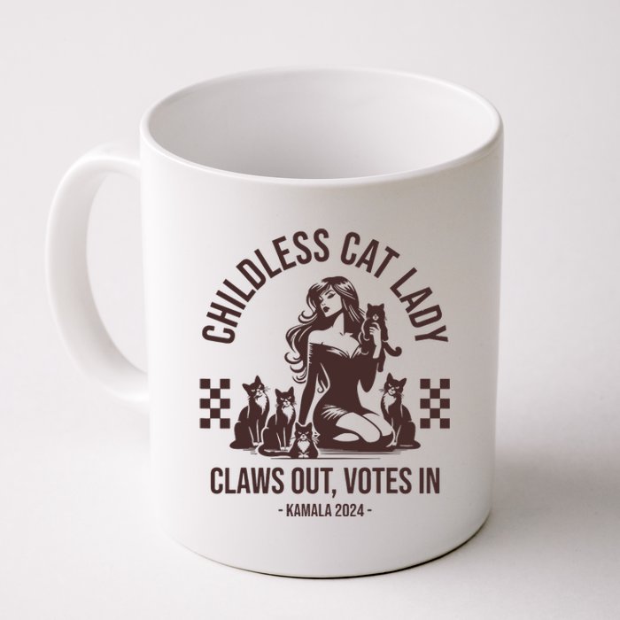 Vintage Childless Cat Lady Claws Out Votes In Harris 2024 Coffee Mug