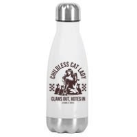 Vintage Childless Cat Lady Claws Out Votes In Harris 2024 Stainless Steel Insulated Water Bottle