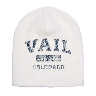 Vail Colorado Co Vintage Sports Design Print Short Acrylic Beanie