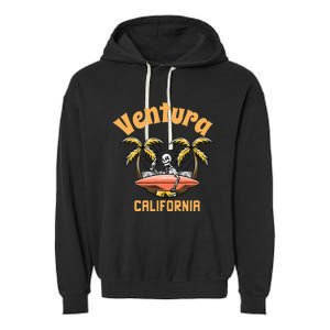 Ventura California Classic Skeleton Surfer Garment-Dyed Fleece Hoodie