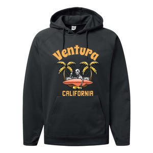 Ventura California Classic Skeleton Surfer Performance Fleece Hoodie