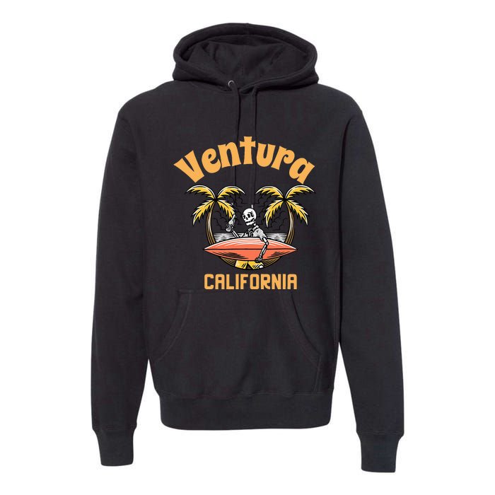 Ventura California Classic Skeleton Surfer Premium Hoodie