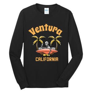 Ventura California Classic Skeleton Surfer Tall Long Sleeve T-Shirt