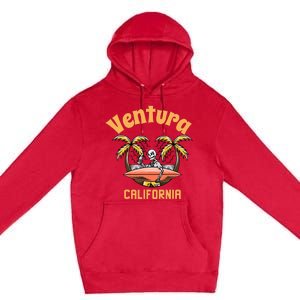 Ventura California Classic Skeleton Surfer Premium Pullover Hoodie