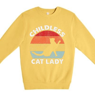 Vintage Childless Cat Lady Gift Premium Crewneck Sweatshirt