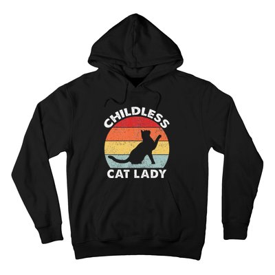 Vintage Childless Cat Lady Gift Hoodie