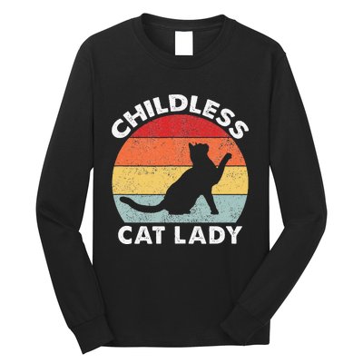 Vintage Childless Cat Lady Gift Long Sleeve Shirt