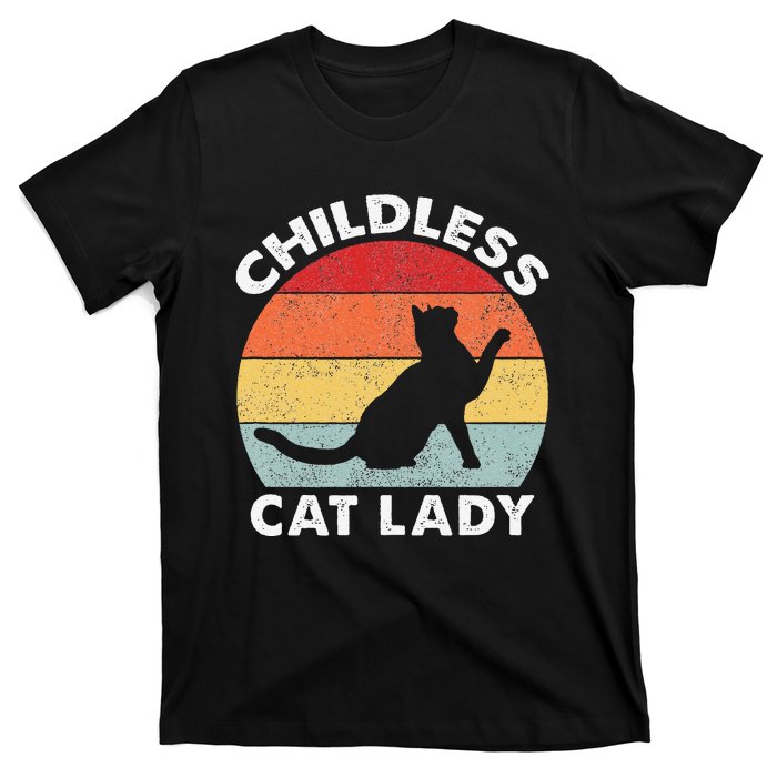 Vintage Childless Cat Lady Gift T-Shirt