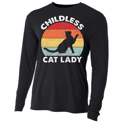 Vintage Childless Cat Lady Gift Cooling Performance Long Sleeve Crew