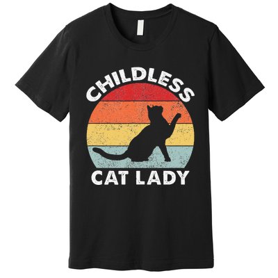 Vintage Childless Cat Lady Gift Premium T-Shirt