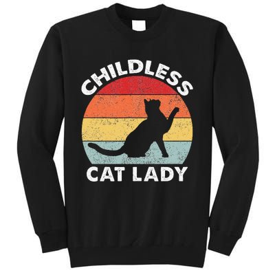 Vintage Childless Cat Lady Gift Tall Sweatshirt