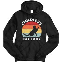 Vintage Childless Cat Lady Gift Tie Dye Hoodie