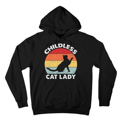 Vintage Childless Cat Lady Gift Tall Hoodie