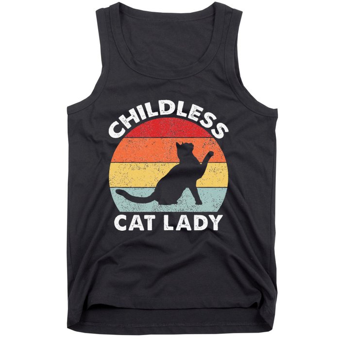 Vintage Childless Cat Lady Gift Tank Top