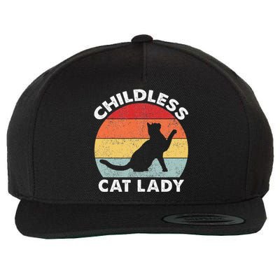 Vintage Childless Cat Lady Gift Wool Snapback Cap