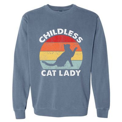 Vintage Childless Cat Lady Gift Garment-Dyed Sweatshirt