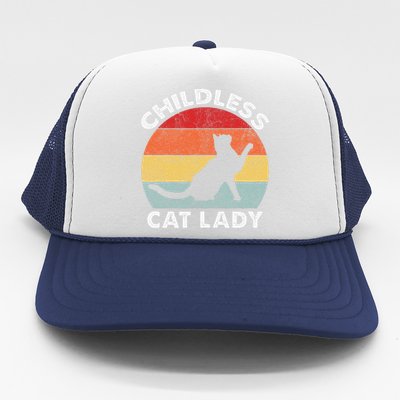 Vintage Childless Cat Lady Gift Trucker Hat