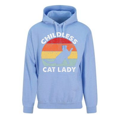 Vintage Childless Cat Lady Gift Unisex Surf Hoodie