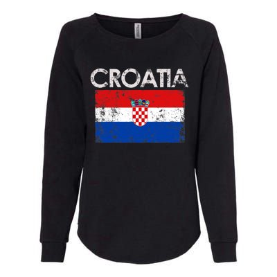 Vintage Croatia Croatian Flag Pride Gift Womens California Wash Sweatshirt