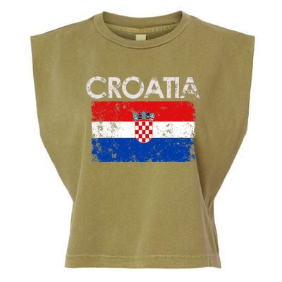 Vintage Croatia Croatian Flag Pride Gift Garment-Dyed Women's Muscle Tee