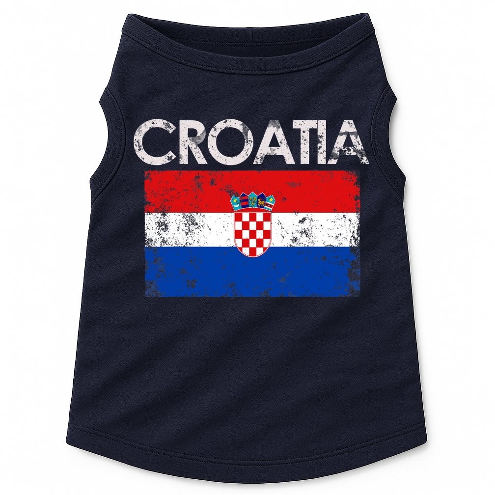 Vintage Croatia Croatian Flag Pride Gift Doggie Tank