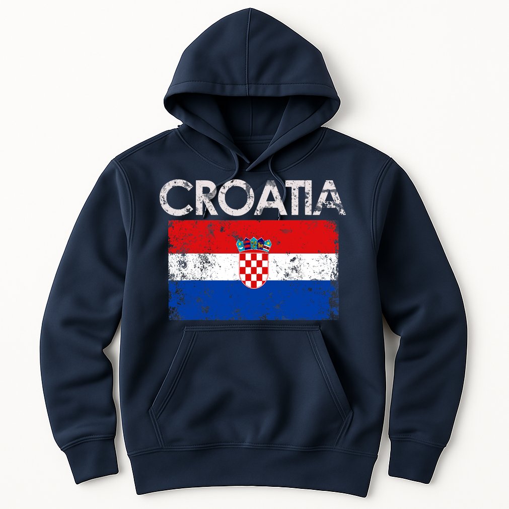 Vintage Croatia Croatian Flag Pride Gift Hoodie