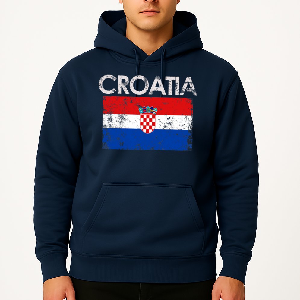 Vintage Croatia Croatian Flag Pride Gift Hoodie