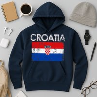 Vintage Croatia Croatian Flag Pride Gift Hoodie