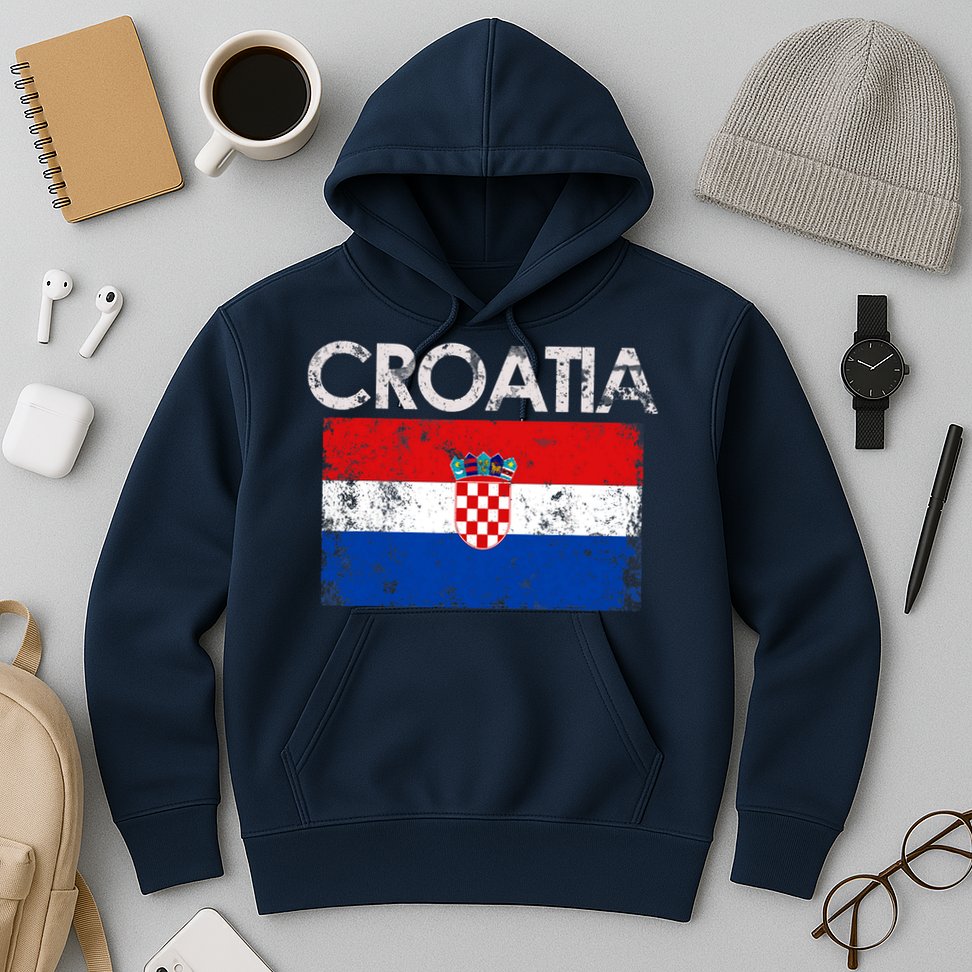 Vintage Croatia Croatian Flag Pride Gift Hoodie