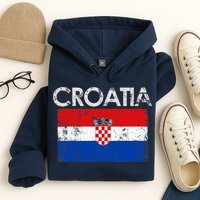 Vintage Croatia Croatian Flag Pride Gift Hoodie
